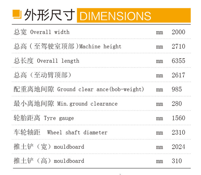沃爾華DLS880-9A 7.2噸輪式液壓挖掘機外形尺寸
